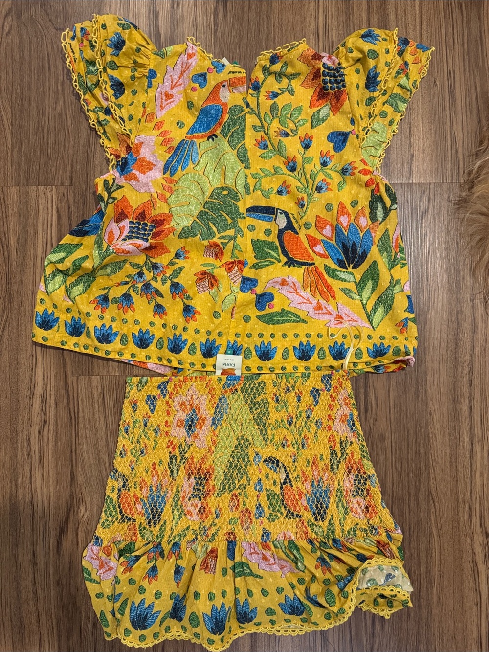 FARM Rio Yellow Floral Smocked Set with Ruffle Top - Picture 4 of 5